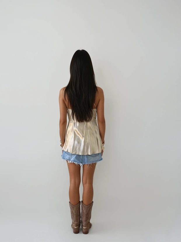 Champagne Satin Camisole – Effortless Glam with a Golden Glow