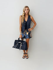 Black Luxe Chain Detail Tote – Edgy Elegance with Rockstar Attitude