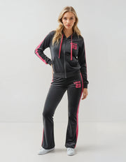 Love 23 Women’s Velour Tracksuit Set – Black & Red