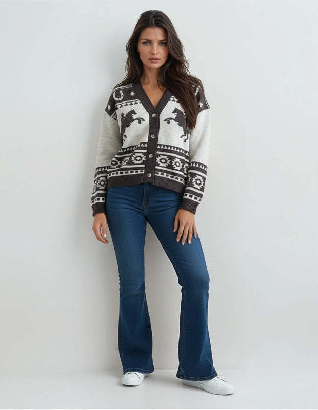 Western Rider Chocolate Knit Cardigan – Malibu Road Exclusive