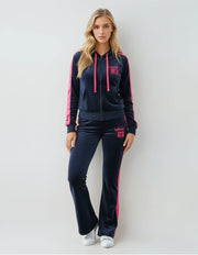 Love 23 Women’s Velour Tracksuit Set – Black & Red