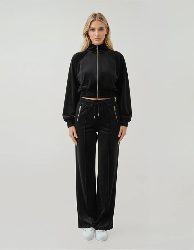 Black Luxe Velour Tracksuit Set – Malibu Road Exclusive