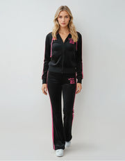 Love 23 Women’s Velour Tracksuit Set – Black & Red