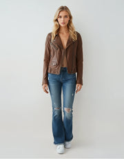 Classic Expresso Brown Leather Moto Jacket – Malibu Road