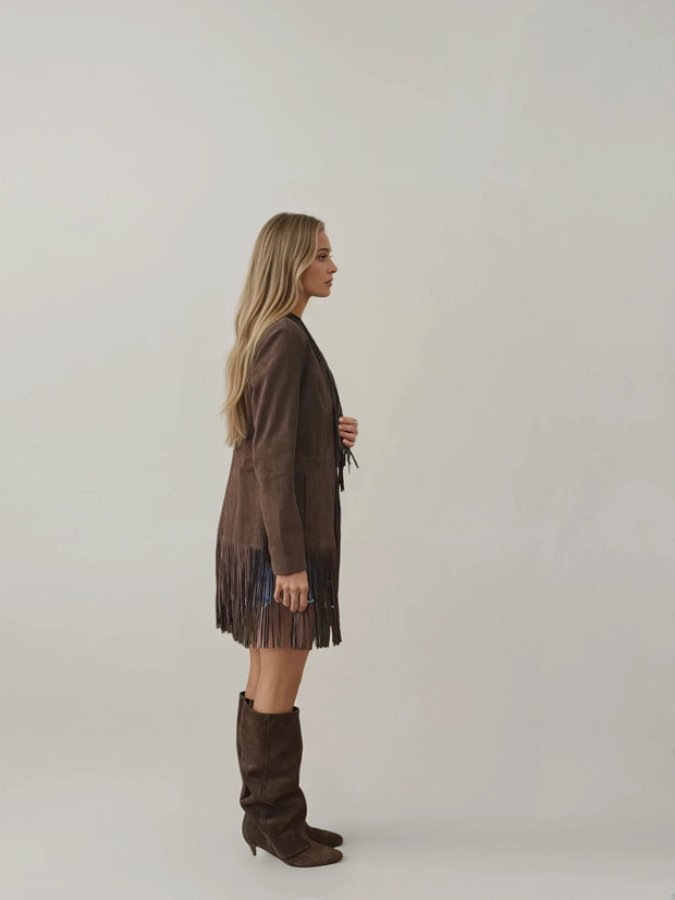 Sierra Fringe Suede Jacket – Desert Night Glam Meets Western Cool