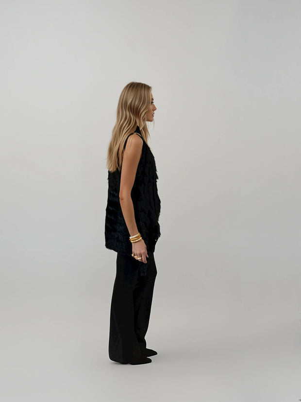 Malibu Road Black Rabbit & Fox Fur Vest