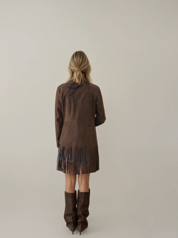 Sierra Fringe Suede Jacket – Desert Night Glam Meets Western Cool