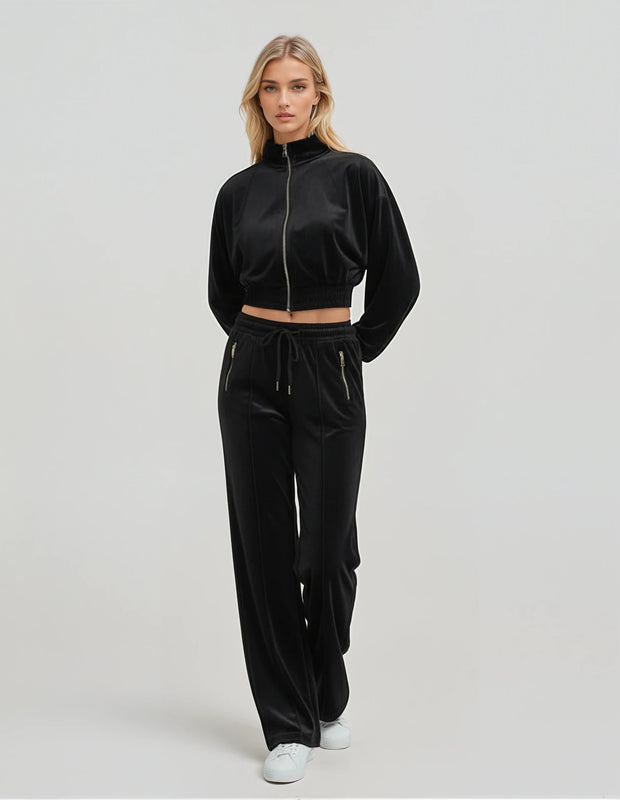 Black Luxe Velour Tracksuit Set – Malibu Road Exclusive