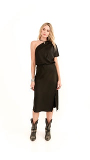 Ocean Black One Shoulder Dress