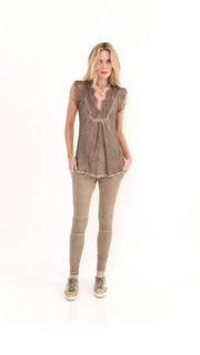 Summer Cap Sleeve Mocha Top