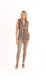 Summer Cap Sleeve Mocha Top