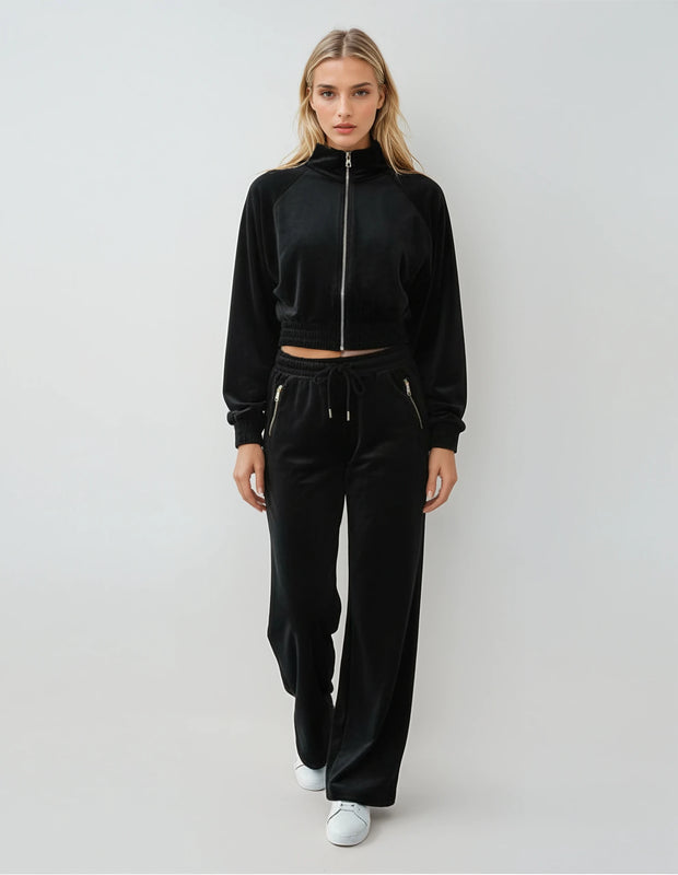Black Luxe Velour Tracksuit Set – Malibu Road Exclusive