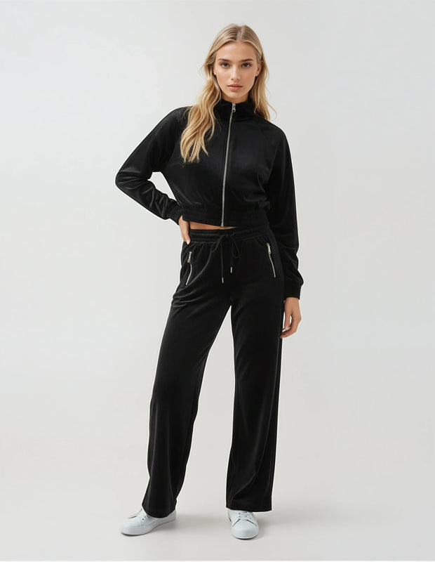 Black Luxe Velour Tracksuit Set – Malibu Road Exclusive