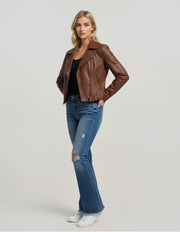 Classic Expresso Brown Leather Moto Jacket – Malibu Road