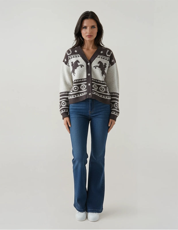 Western Rider Chocolate Knit Cardigan – Malibu Road Exclusive